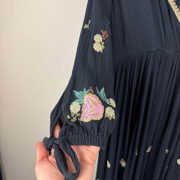 Free People Black Floral Midi Dress - Picture 3 of 9